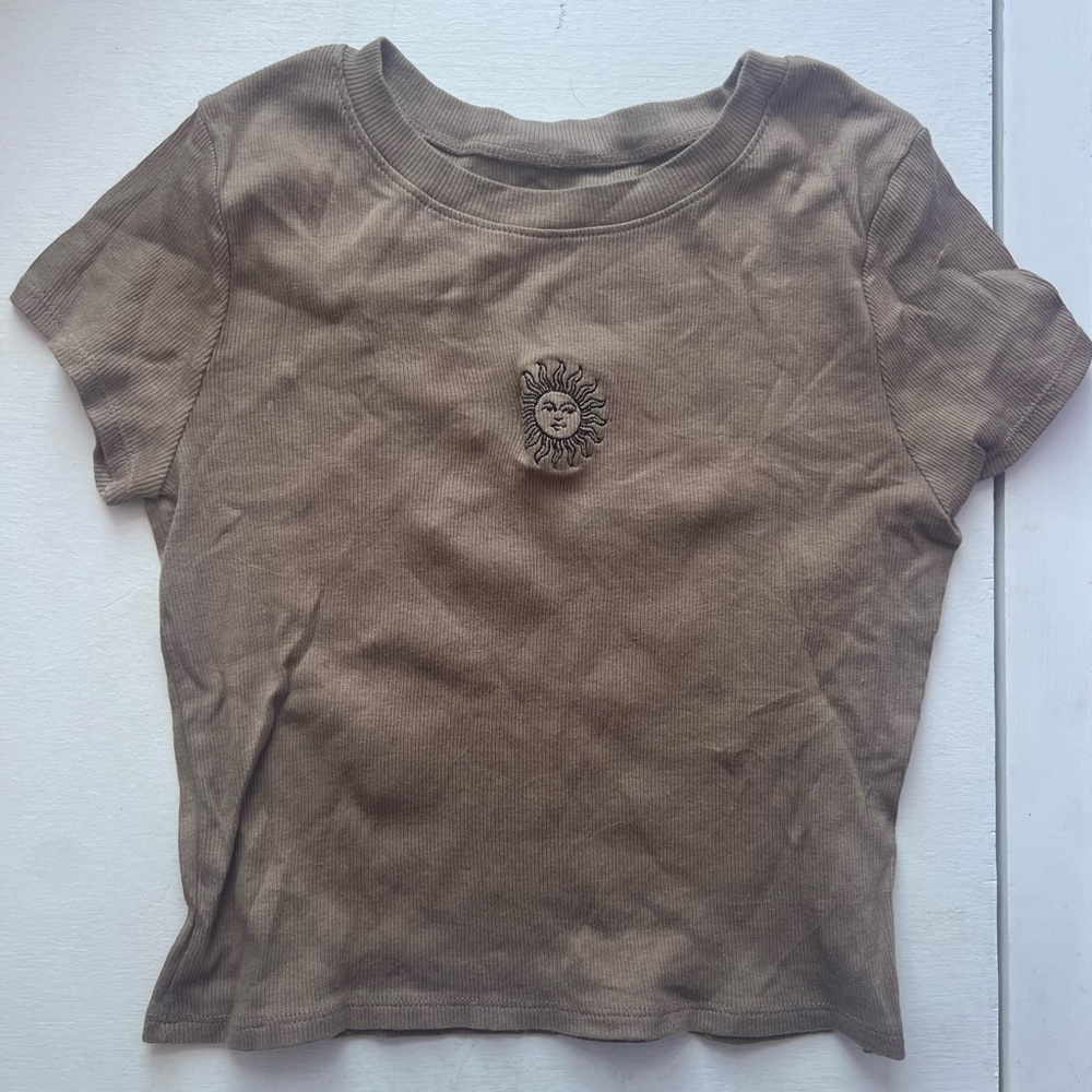 Crop brown sun shirt